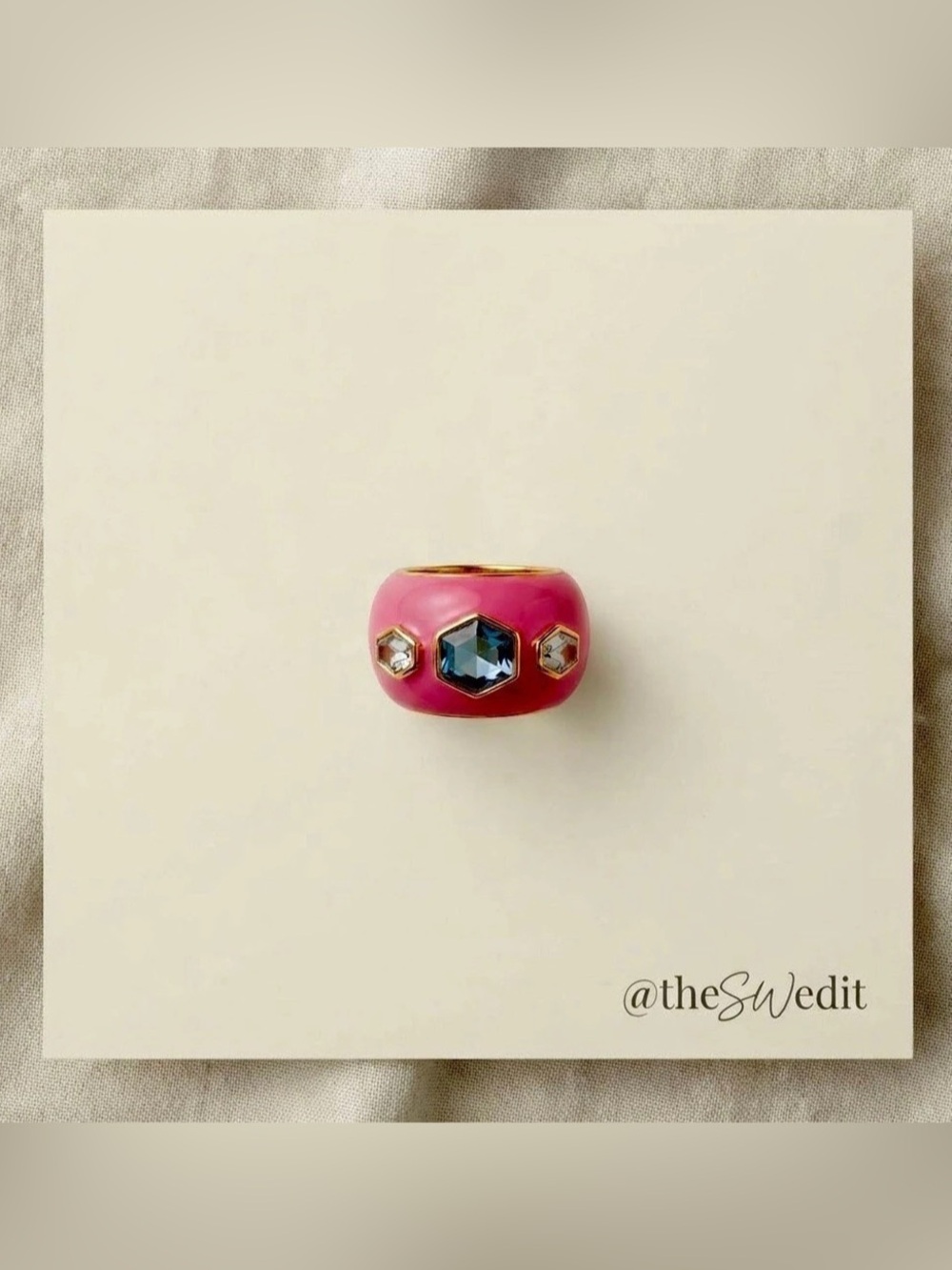 Kurt Geiger London Pink Resin Dome Cocktail Ring